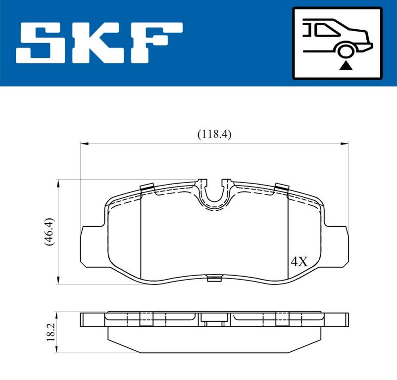 Jeu de 4 plaquettes de frein SKF ref. VKBP 90080