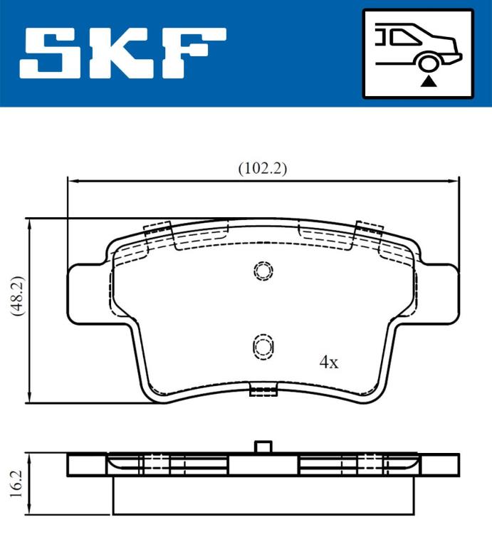 Jeu de 4 plaquettes de frein SKF ref. VKBP 90088