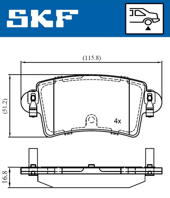 Jogo de 4 pastilhas de travão SKF ref. VKBP 90097