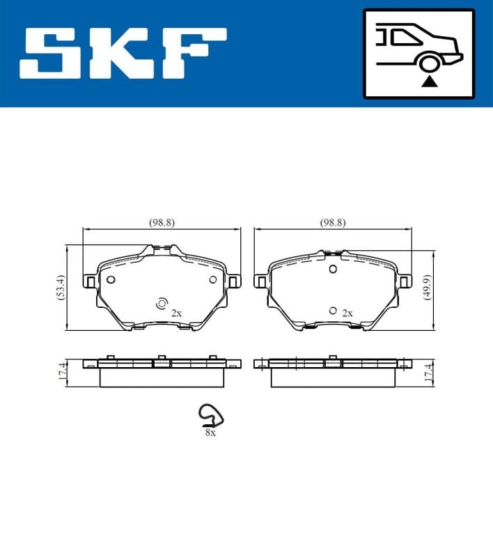 Jogo de 4 pastilhas de travão SKF ref. VKBP 90101