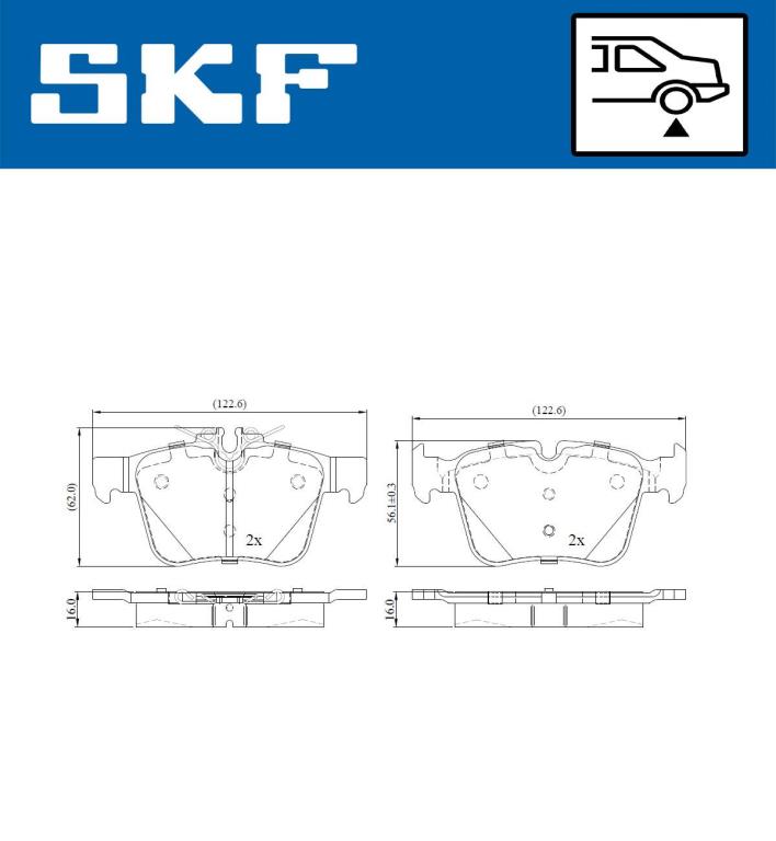Jeu de 4 plaquettes de frein SKF ref. VKBP 90117 E