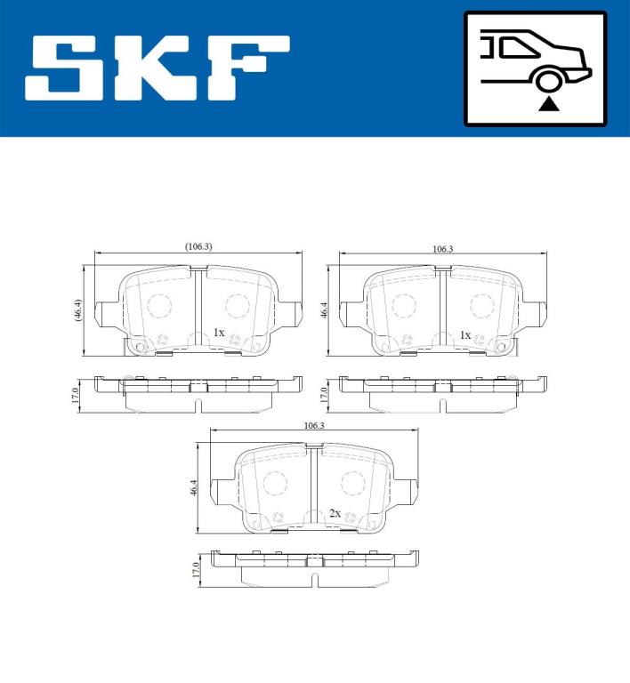 Jeu de 4 plaquettes de frein SKF ref. VKBP 90156 A
