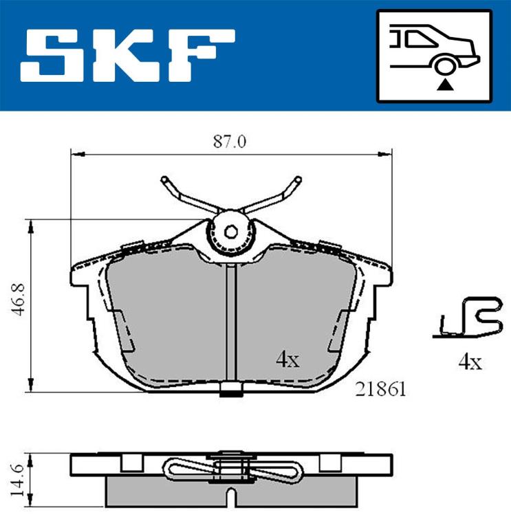 Jogo de 4 pastilhas de travão SKF ref. VKBP 90160 A