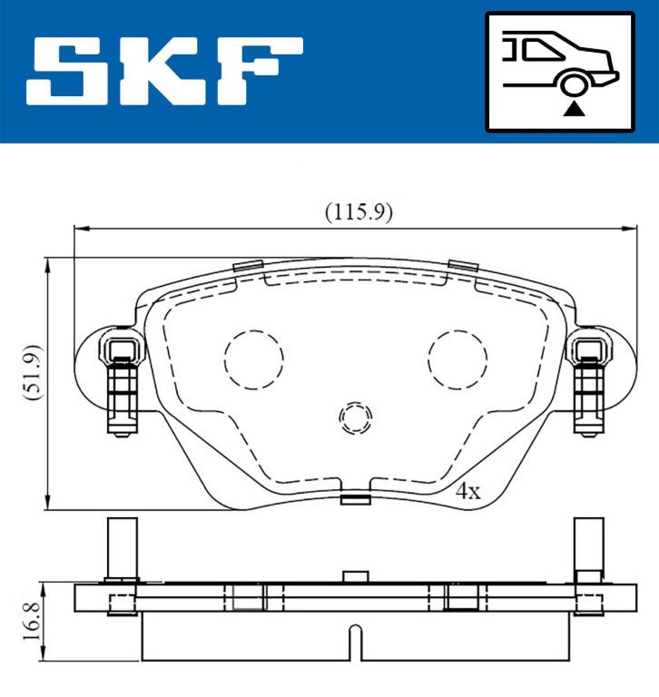 Jogo de 4 pastilhas de travão SKF ref. VKBP 90170