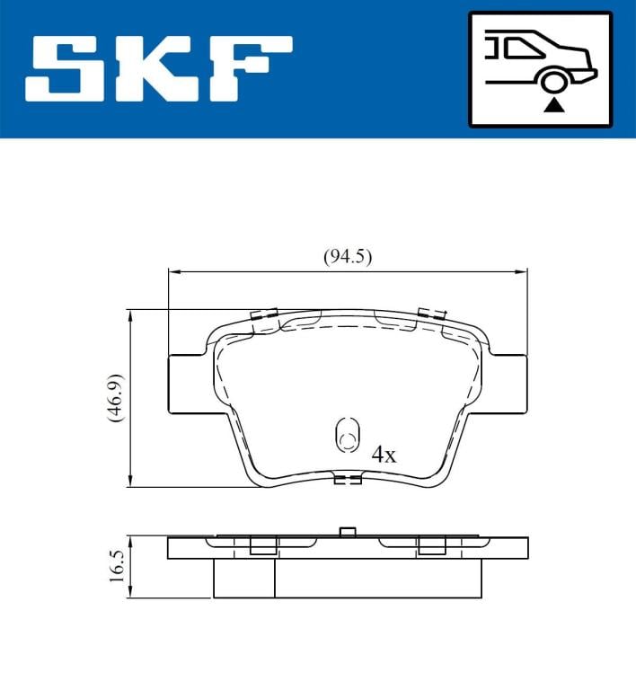 Jogo de 4 pastilhas de travão SKF ref. VKBP 90172