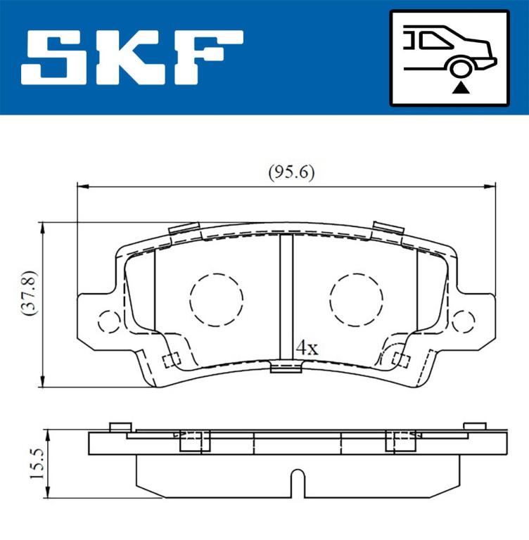 Jogo de 4 pastilhas de travão SKF ref. VKBP 90208 A