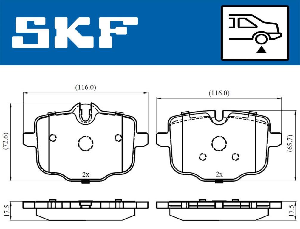 Jeu de 4 plaquettes de frein SKF ref. VKBP 90366