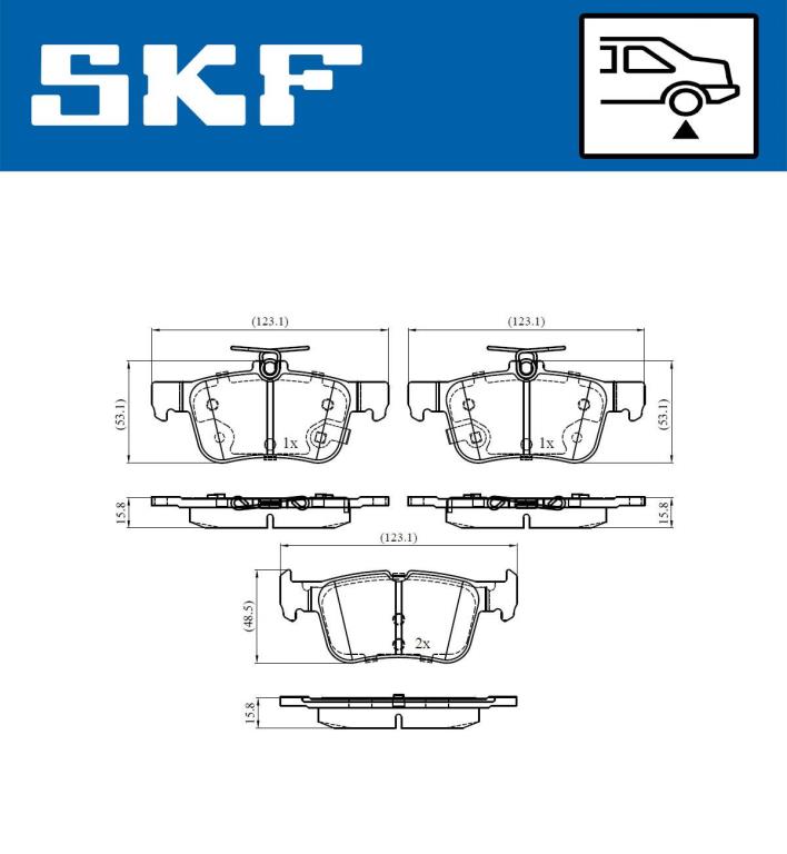 Jeu de 4 plaquettes de frein SKF ref. VKBP 90371 A