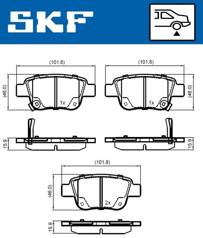 Jogo de 4 pastilhas de travão SKF ref. VKBP 90384 A