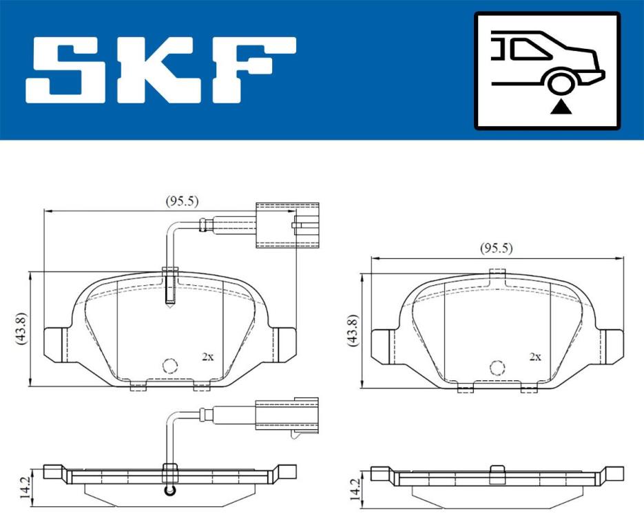 Jeu de 4 plaquettes de frein SKF ref. VKBP 90391 E