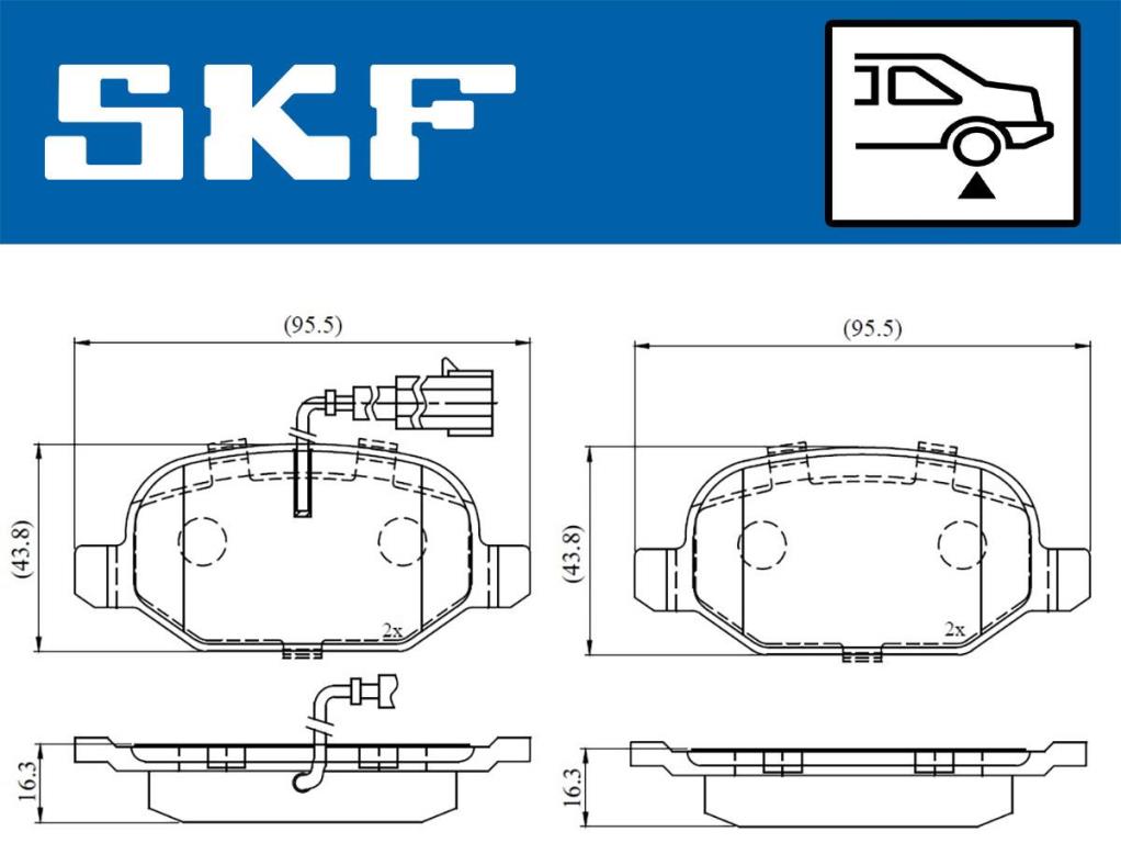 Jeu de 4 plaquettes de frein SKF ref. VKBP 90398 E