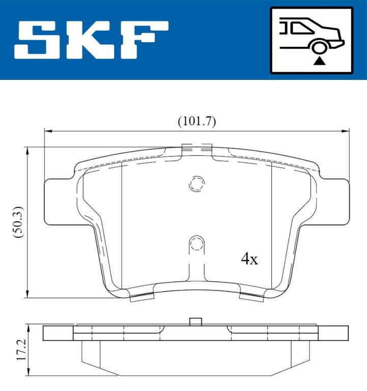 Jeu de 4 plaquettes de frein SKF ref. VKBP 90407
