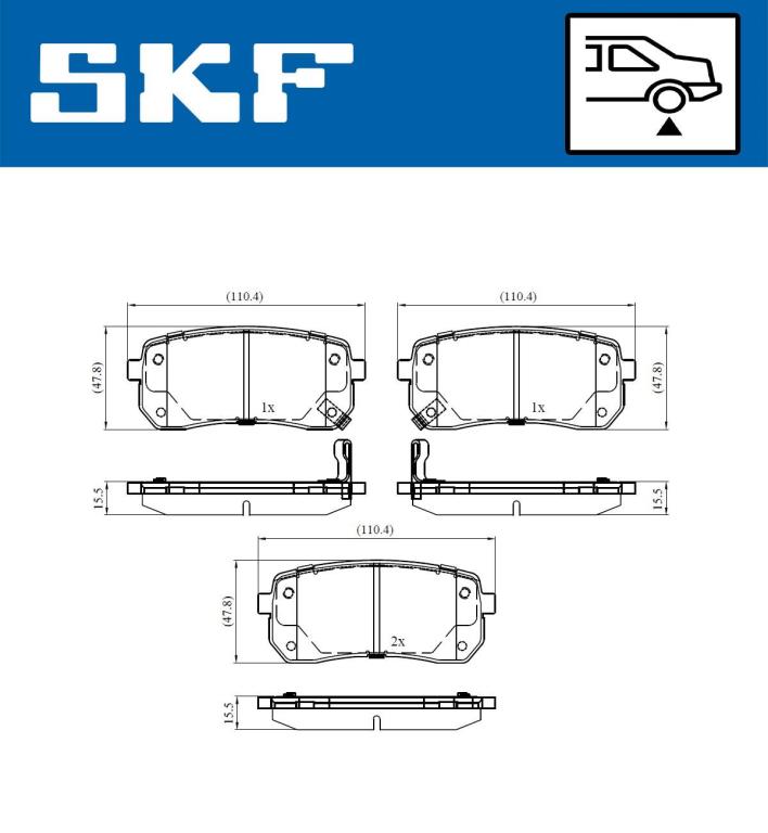 Jogo de 4 pastilhas de travão SKF ref. VKBP 90464 A