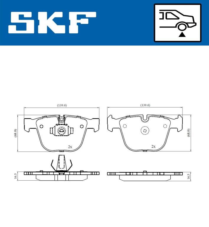 Jeu de 4 plaquettes de frein SKF ref. VKBP 90471