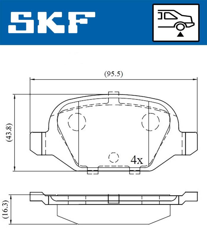 Jogo de 4 pastilhas de travão SKF ref. VKBP 90472