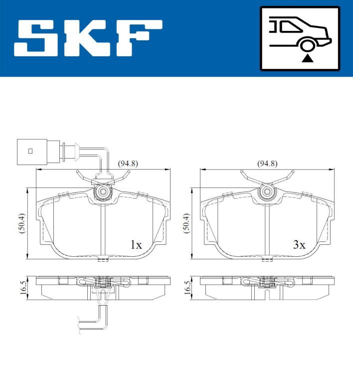 Jeu de 4 plaquettes de frein SKF ref. VKBP 90493 E