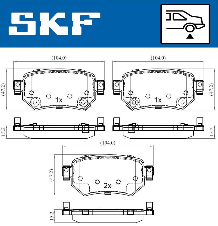 Jogo de 4 pastilhas de travão SKF ref. VKBP 90497 A