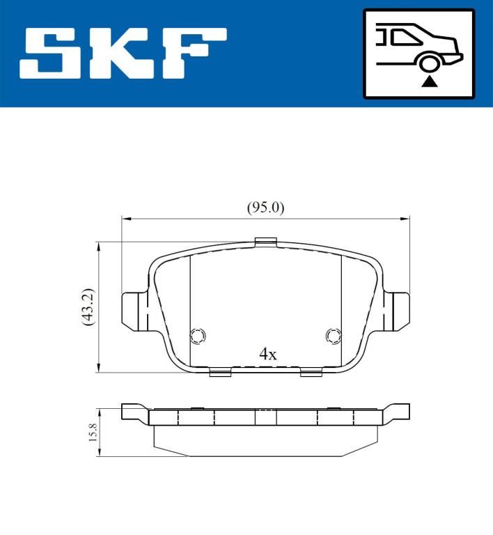 Jogo de 4 pastilhas de travão SKF ref. VKBP 90498