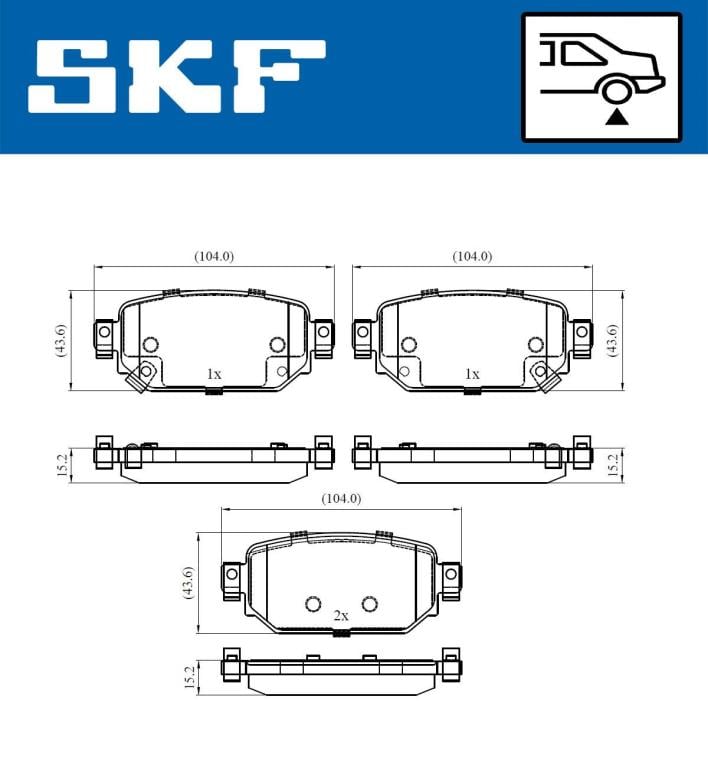 Jogo de 4 pastilhas de travão SKF ref. VKBP 90499 A