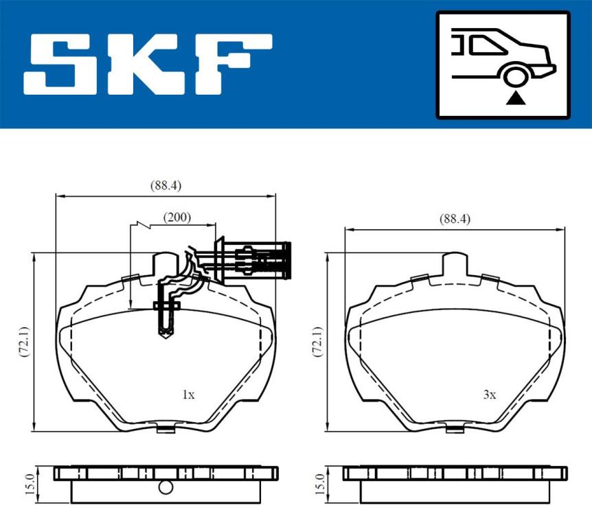 Jeu de 4 plaquettes de frein SKF ref. VKBP 90506 E