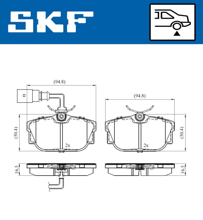 Jeu de 4 plaquettes de frein SKF ref. VKBP 90527 E