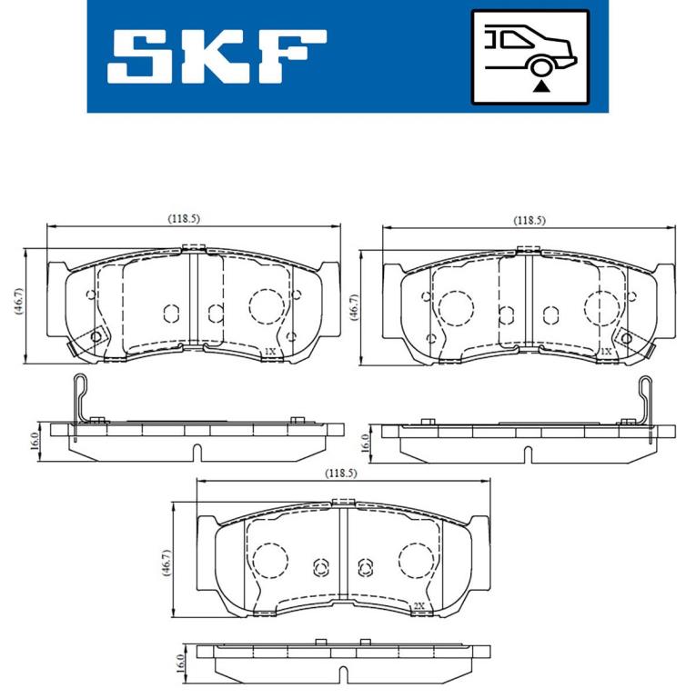 Jogo de 4 pastilhas de travão SKF ref. VKBP 90538 A