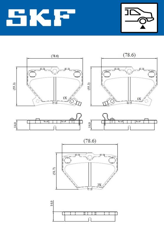 Jeu de 4 plaquettes de frein SKF ref. VKBP 90559 A