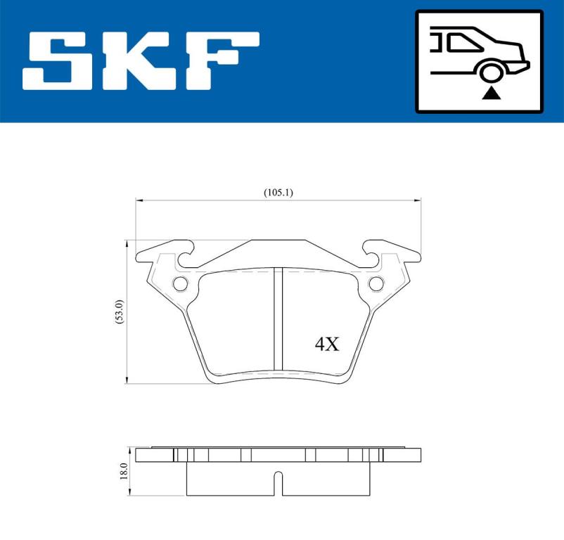 Jogo de 4 pastilhas de travão SKF ref. VKBP 90568