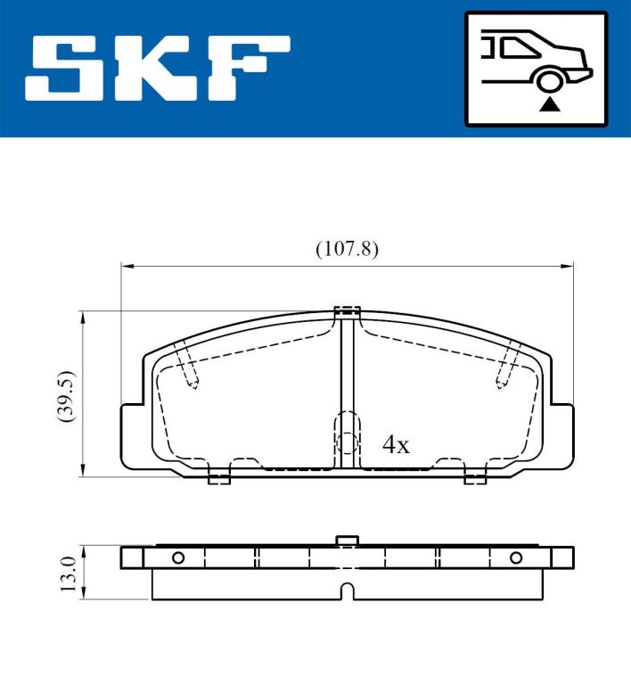 Jogo de 4 pastilhas de travão SKF ref. VKBP 90587