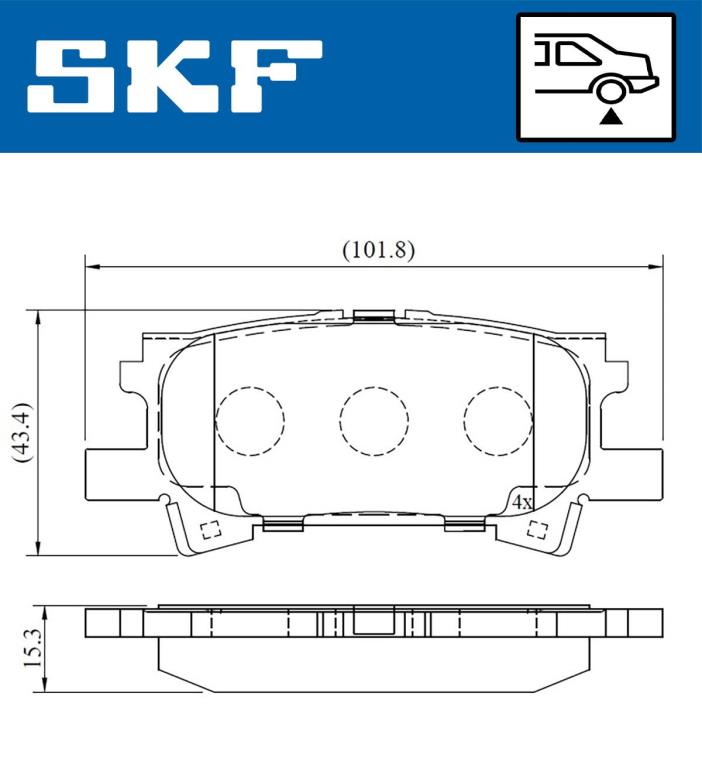 Jogo de 4 pastilhas de travão SKF ref. VKBP 90615