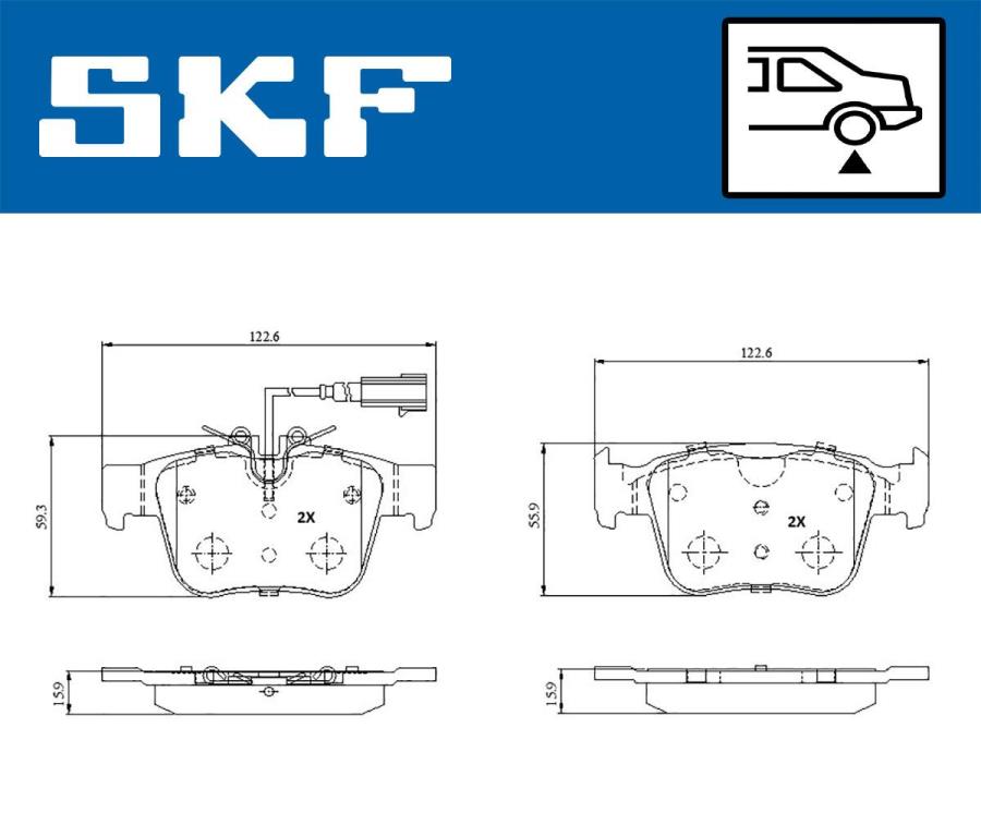 Jeu de 4 plaquettes de frein SKF ref. VKBP 91322 E