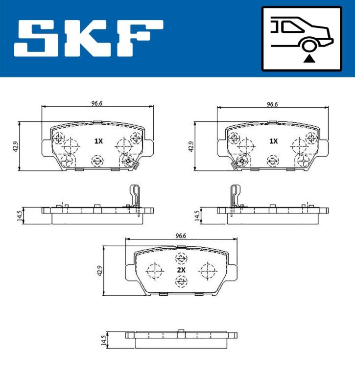 Jeu de 4 plaquettes de frein SKF ref. VKBP 91332 A