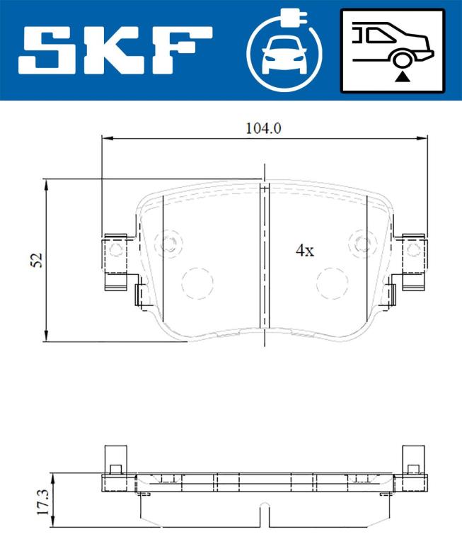 Jogo de 4 pastilhas de travão SKF ref. VKBP 95008 EV