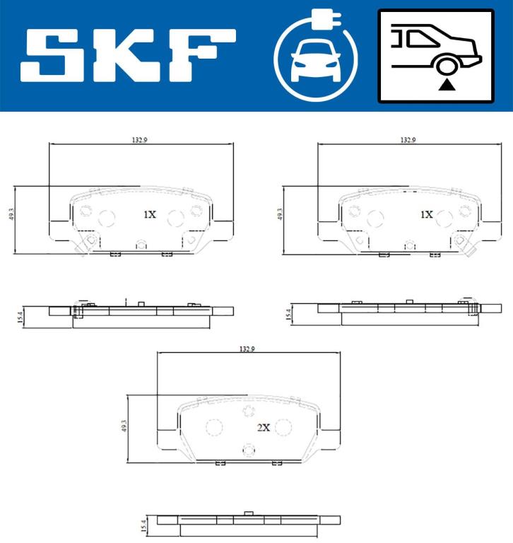 Jeu de 4 plaquettes de frein SKF ref. VKBP 95013 EV