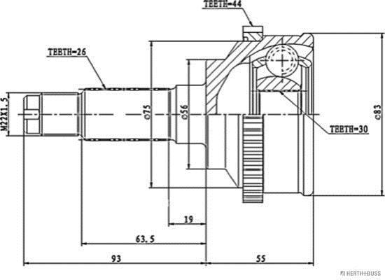 Joint homocinétique, transmission HERTH+BUSS JAKOPARTS ref. J2823116