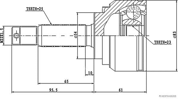 Joint homocinétique, transmission HERTH+BUSS JAKOPARTS ref. J2825004