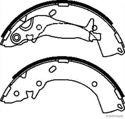 Jeu de 4 mâchoires de frein (Garniture de frein à tambour) HERTH+BUSS JAKOPARTS ref. J3500524