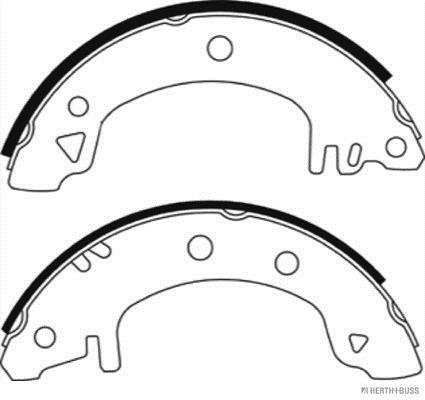 Jeu de 4 mâchoires de frein (Garniture de frein à tambour) HERTH+BUSS JAKOPARTS ref. J3501059