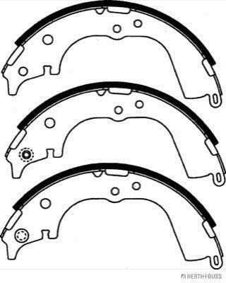 Jeu de 4 mâchoires de frein (Garniture de frein à tambour) HERTH+BUSS JAKOPARTS ref. J3502065