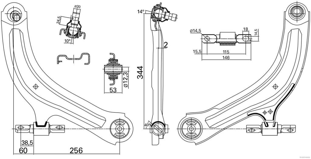 Triângulo, braço de suspensão HERTH+BUSS JAKOPARTS ref. J4911062