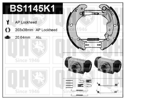 Kit de freins à tambours (Kit de frein arrière) QUINTON HAZELL ref. BS1145K1