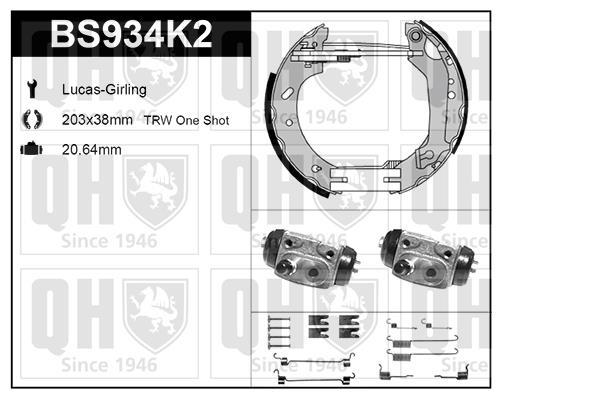 Kit de freins à tambours (Kit de frein arrière) QUINTON HAZELL ref. BS934K2