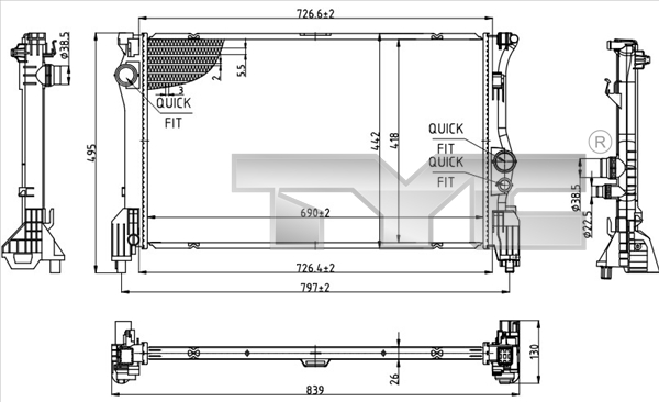 Radiateur moteur (Radiateur de refroidissement) TYC 721-0023