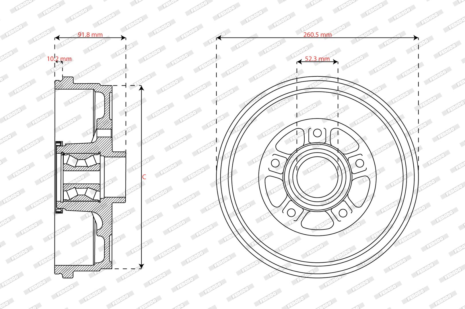 Tambour de frein FERODO FDR329844