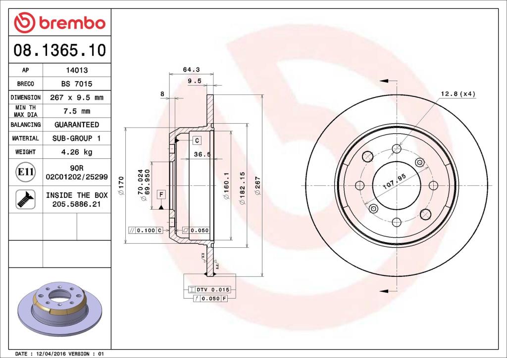Discos de freno BREMBO ref. 08.1365.10
