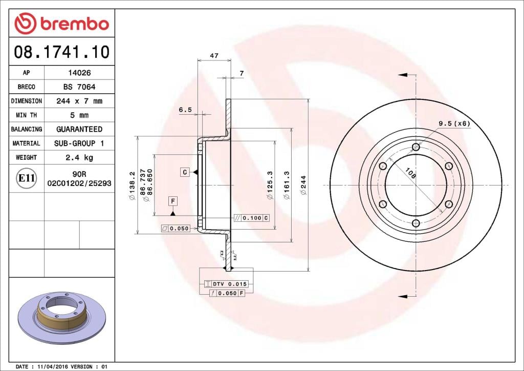 Discos de freno BREMBO ref. 08.1630.10