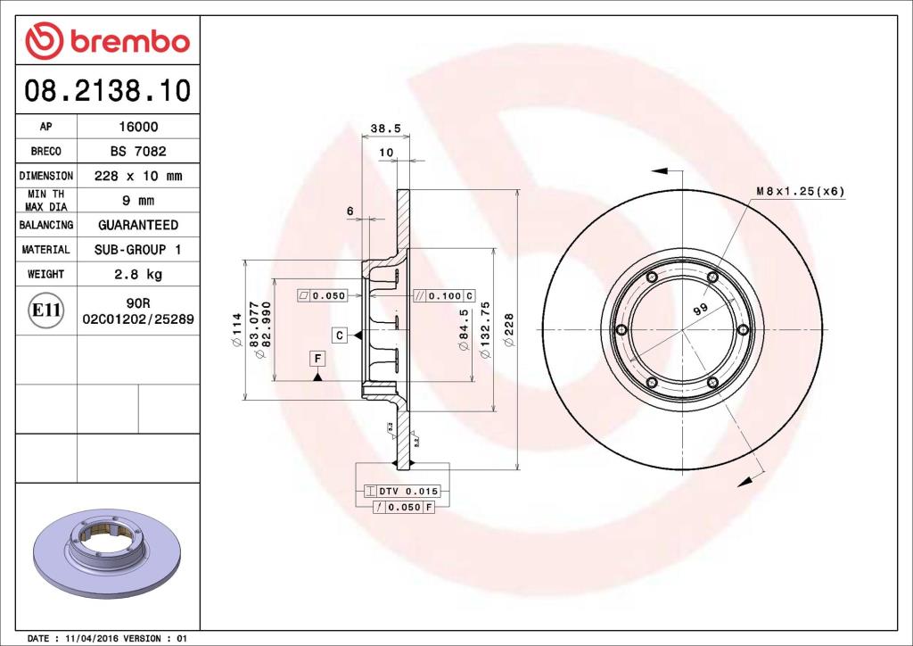Discos de freno BREMBO ref. 08.2138.10