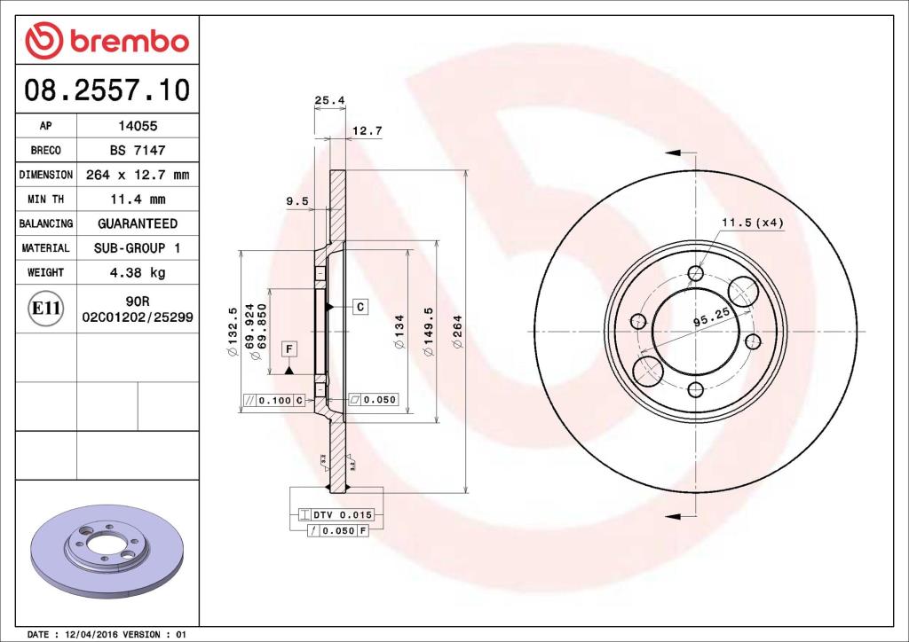 Discos de freno BREMBO ref. 08.2557.10