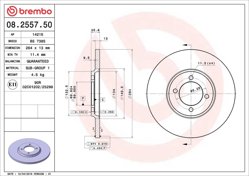 Discos de freno BREMBO ref. 08.2557.50