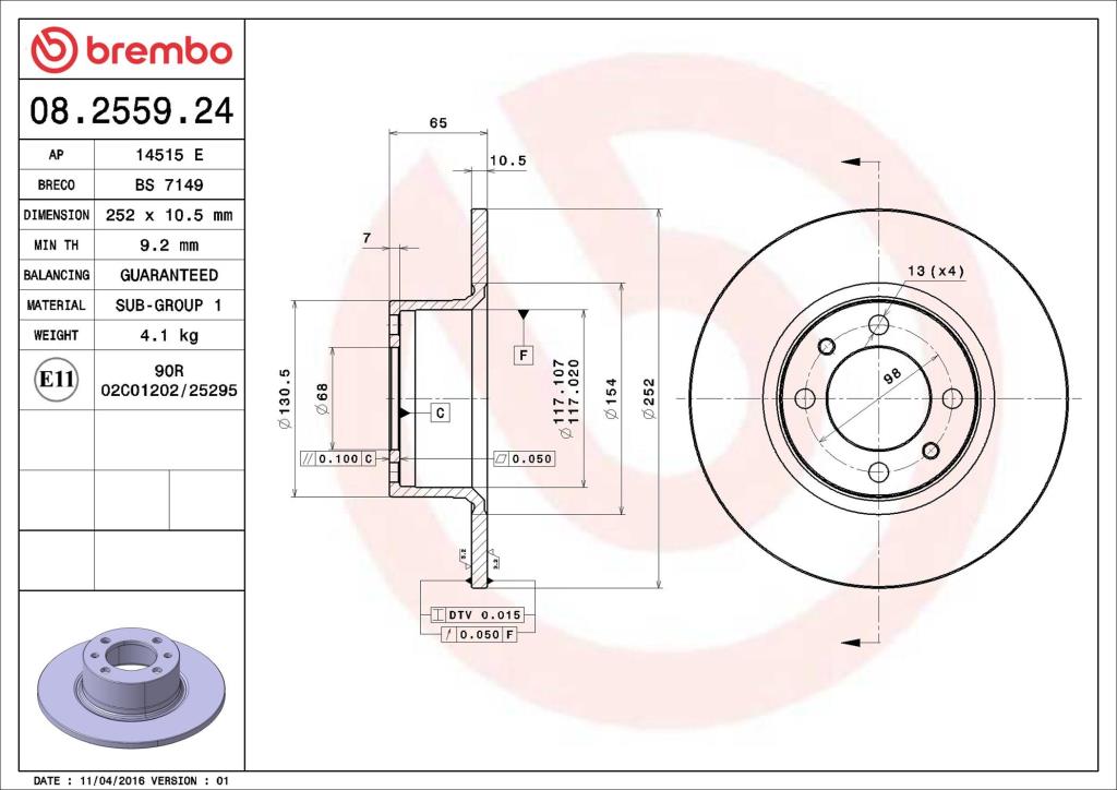Discos de freno BREMBO ref. 08.2559.24